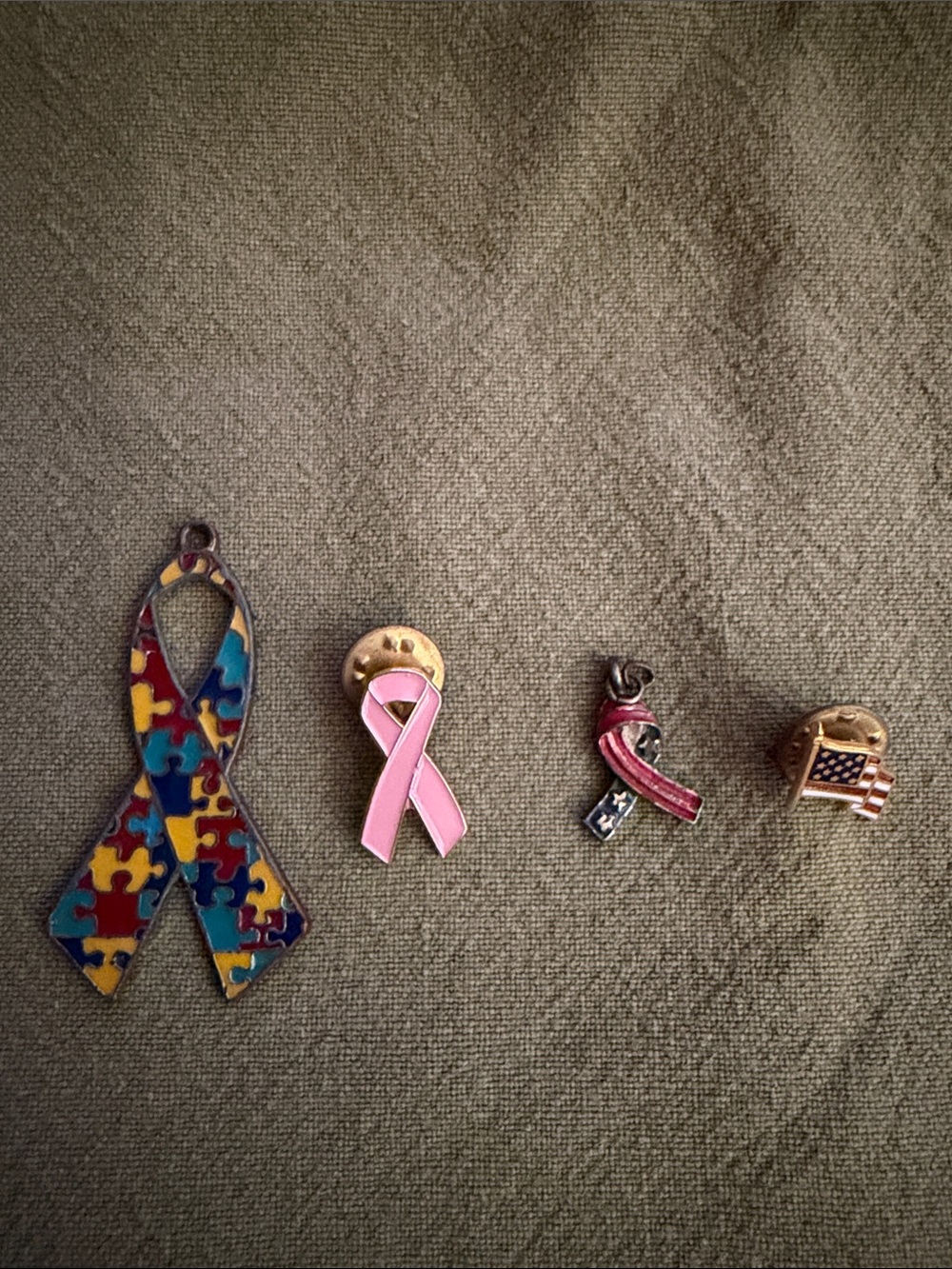 Autism Puzzle Ribbon and Pink Awareness Pin Set - Accessories